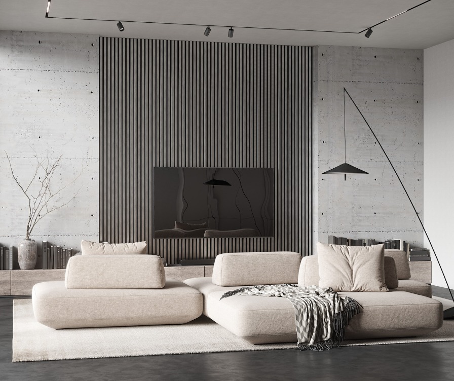 Комплект акуст.панелей, черный войлок, 3000х300х19мм, рейки ЭКОПОЛИМЕР хром матовый/2шт.